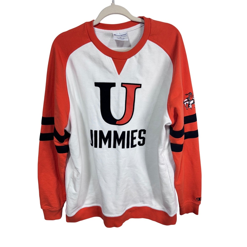 Champion Men's‎ University Of Jamestown Jimmies Crewneck Sweatshirt Orange 2XL